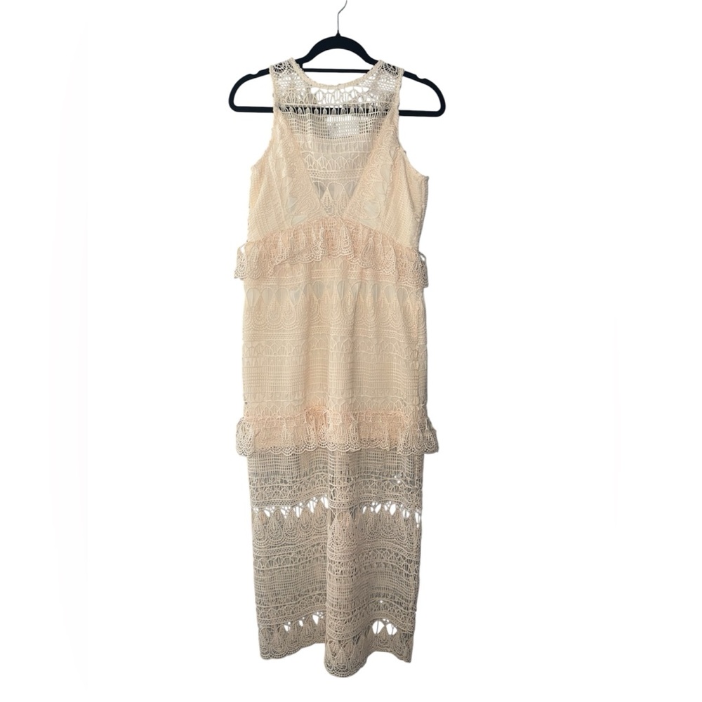Stylish Sleeveless Lace Midi Dress